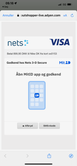 Bekræft betaling med SMS og MitID